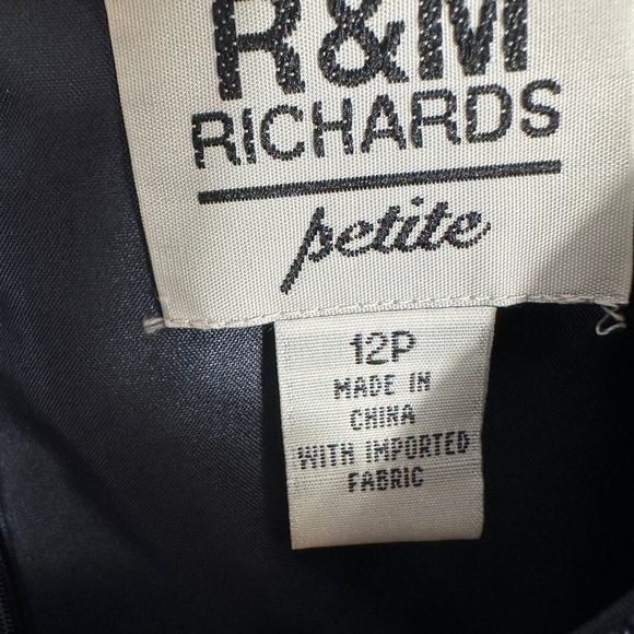 TWO piece set. R & M Richards dress/jacket, embellished, navy blue, 12P - Picture 3 of 16